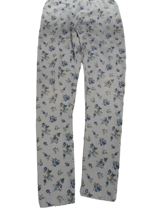 Pale blue floral leggings, size 7-8 yrs