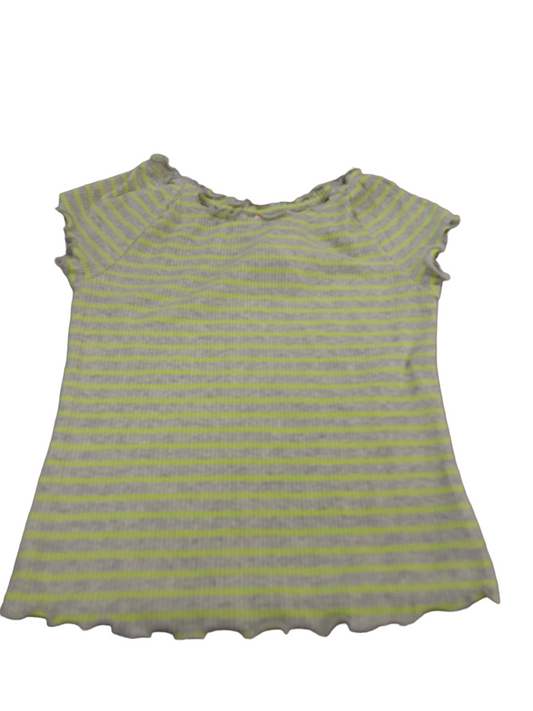 Ribbed neon stripe with ruffled hemline top size 6-7