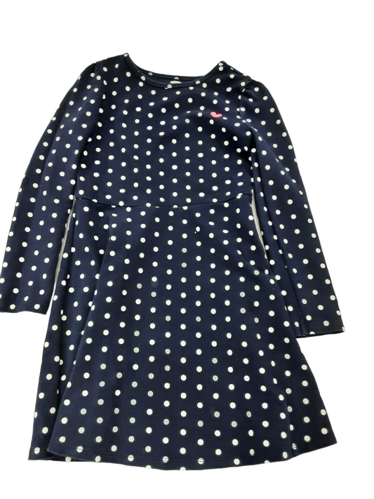 White polka dot on navy girls size 10 dress