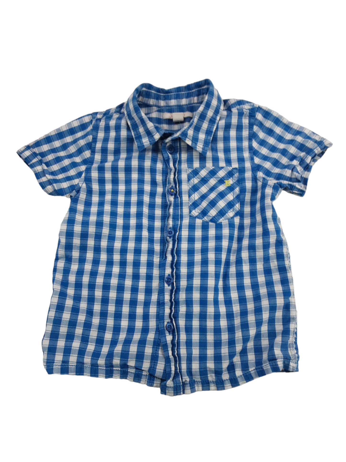 Blue & white button front shirt size 18-24months