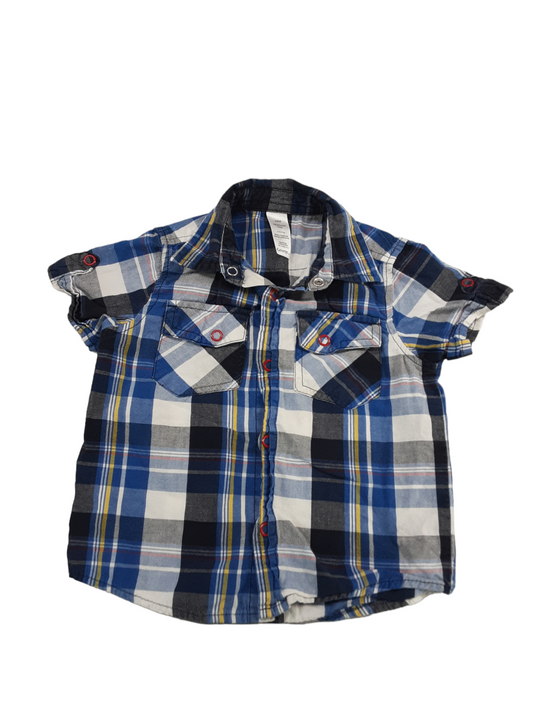 Plaid shirt with dome front, size 24months