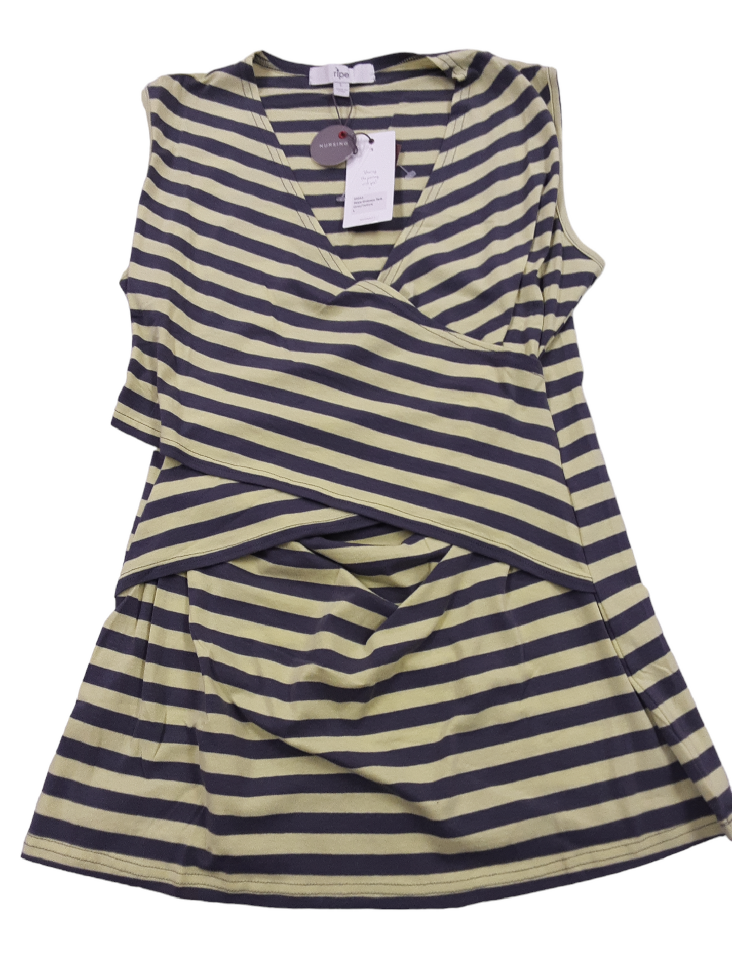Yellow/ Grey striped Maternity and nursing top size Large