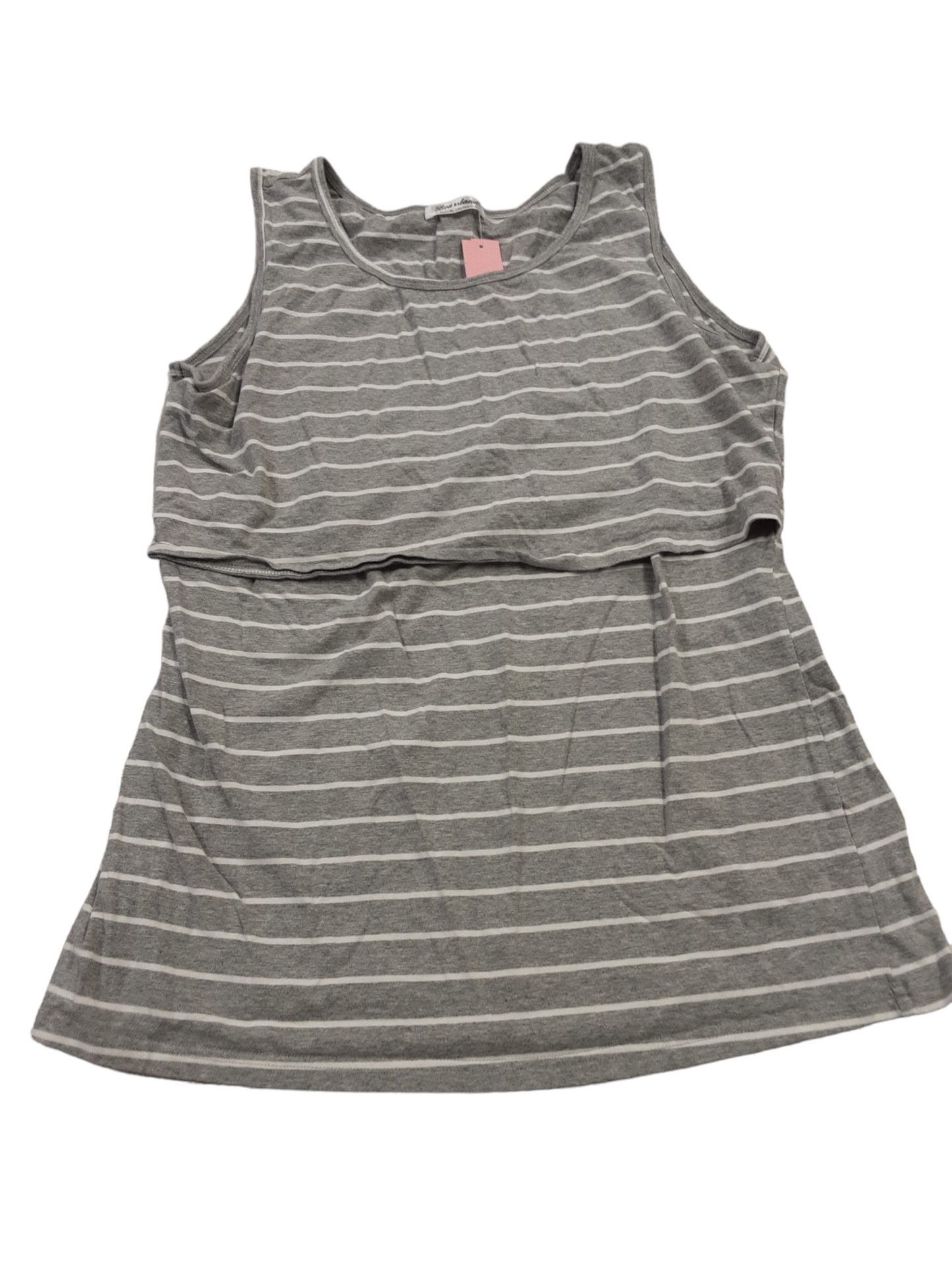 Grey & White Stripe Maternity/Nursing Top size XL