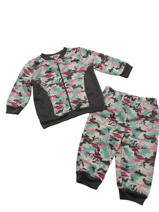 2 pc mint,pink,grey camouflage set. Size 6-9months