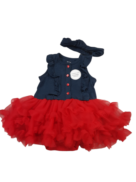 Red tutu dress with knotted headband size 6-12months