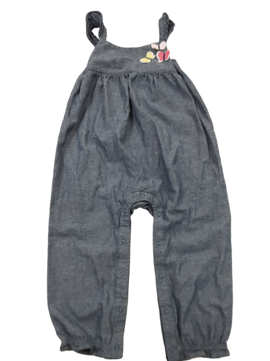 Chambray overall with butterfly details, size 18-24months