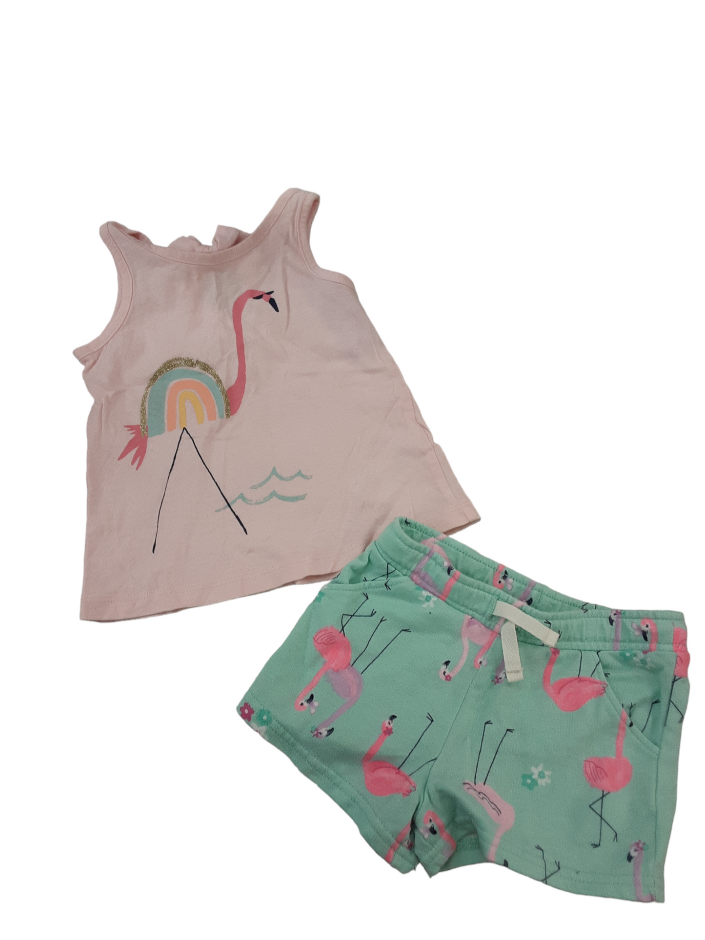 2 pc Flamingo set size 12months