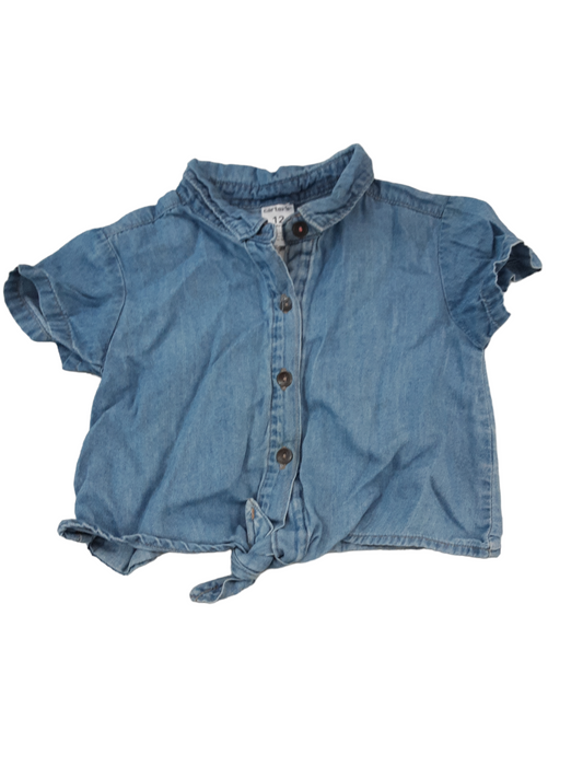 Front tie chambray top, size 12m