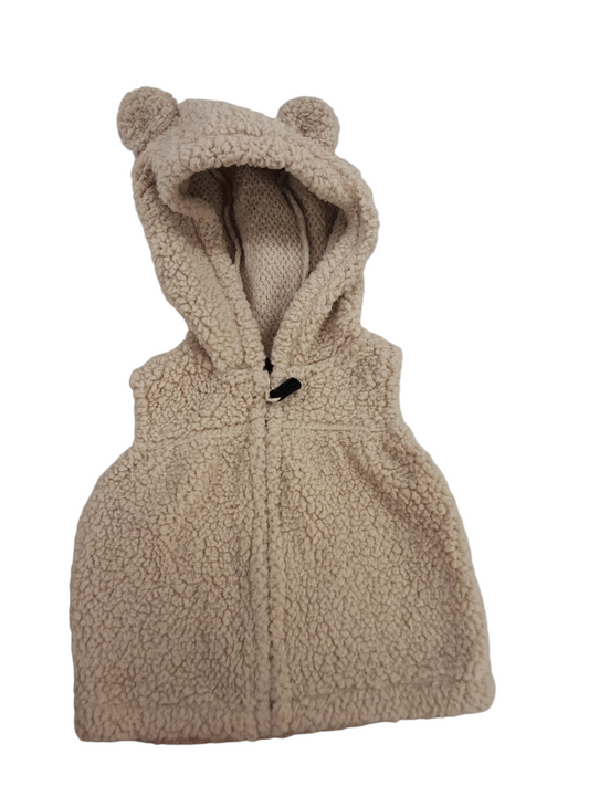 Fluffy  teddy  bear hooded vest size 3months