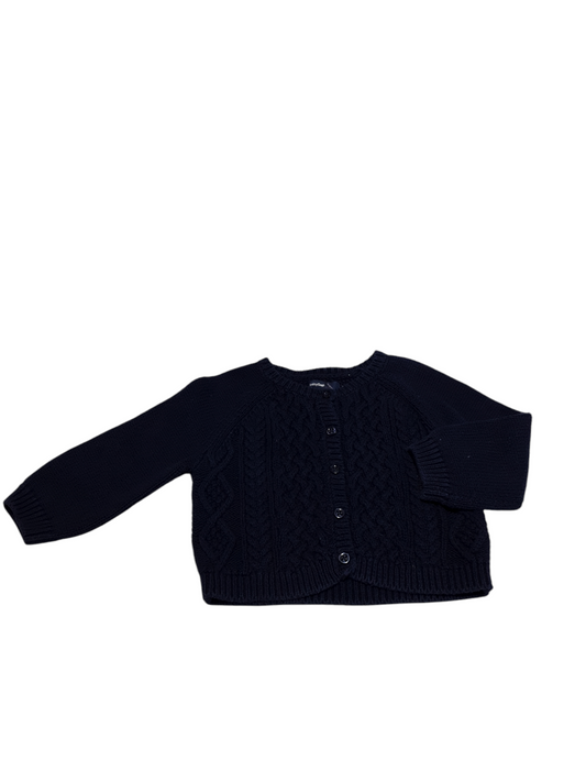 Navy Knit Button Up Sweater 6/12 Months