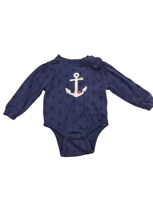 Girls Anchor Away navy Onsie size 6-12months