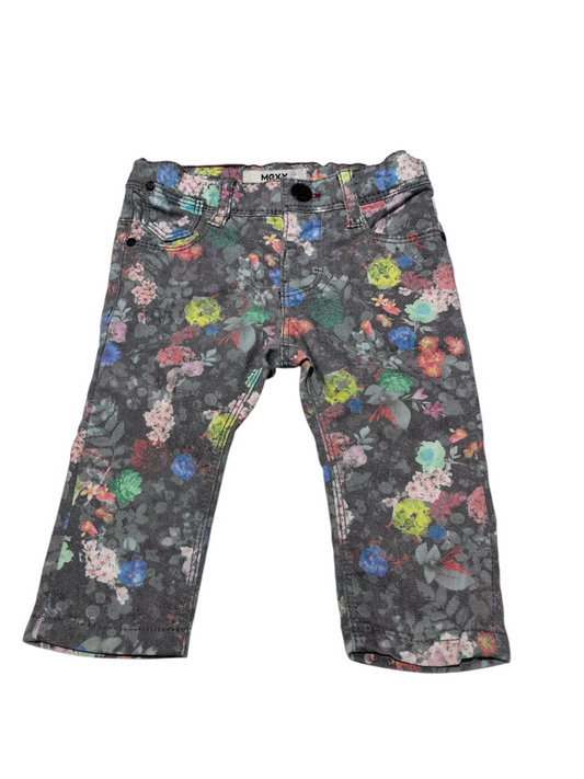 Grey Floral Jeans, size 6-9m