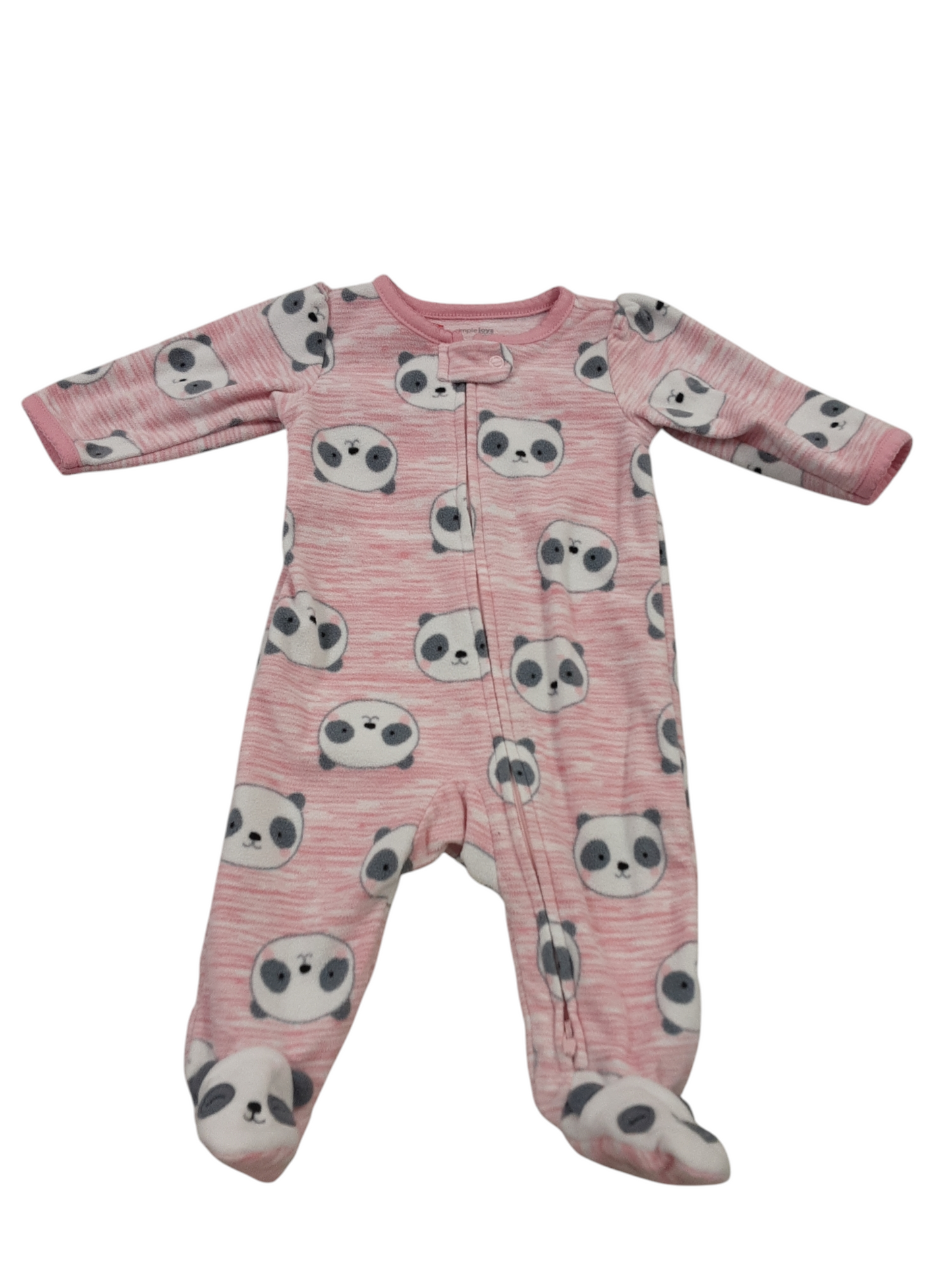 Panda fleece sleeper with 2 way zipper.  Size  0-3months