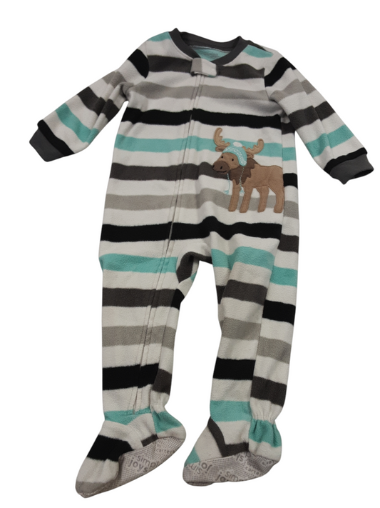 Moose striped fleece sleeper size 18m