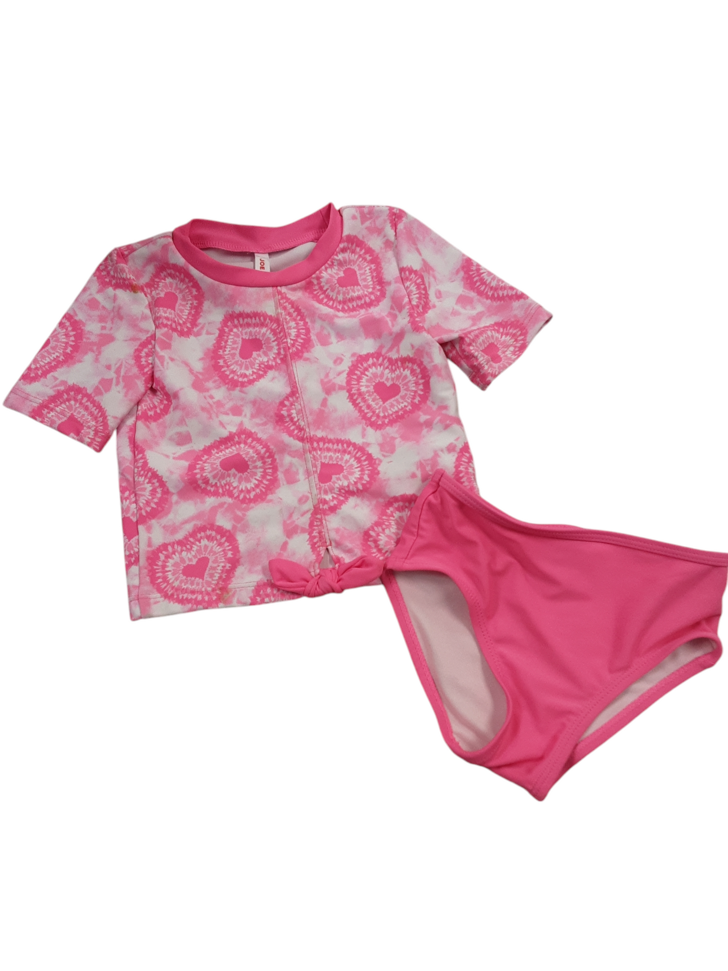 Fluorescent pink heart 2 pc swimsuit,  size 2