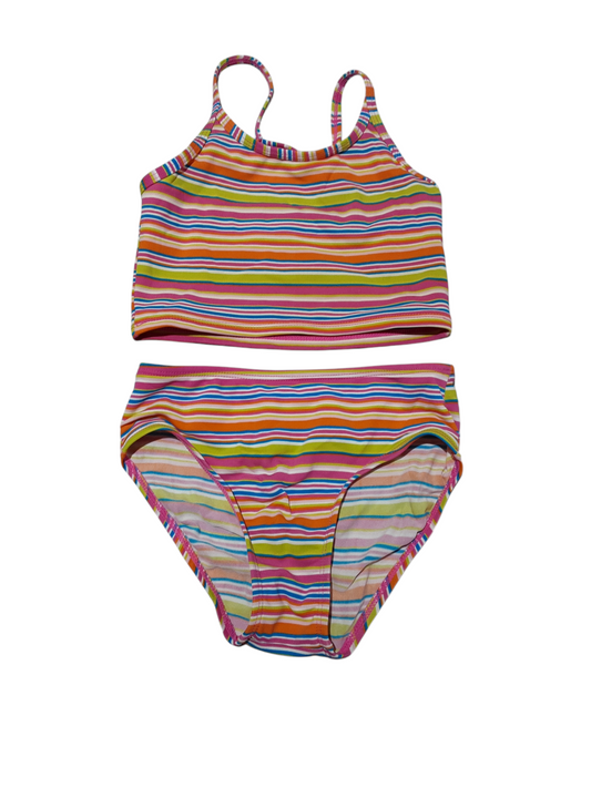 Striped 2 piece swim suit size 6