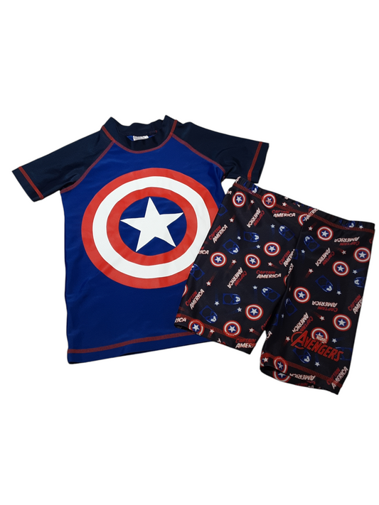 Captain America 2 piece swim suit size 5-6