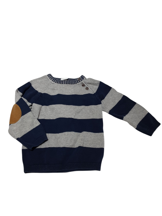 Striped sweater with elbow detail 18-24m