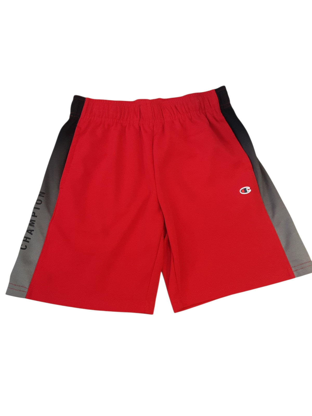 Red  shorts with transition stripe black to silver size 10-12yrs