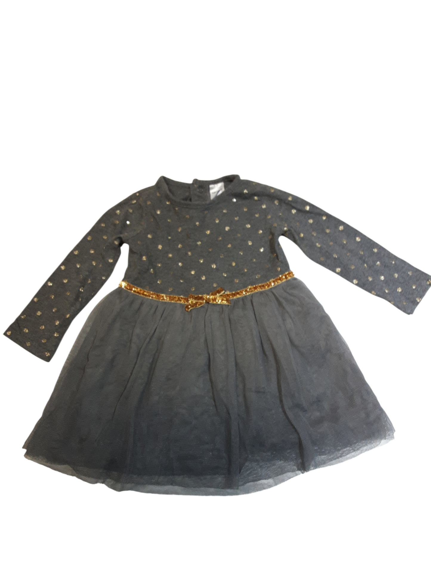 Gray with Gold Polka dots Dress size 18months