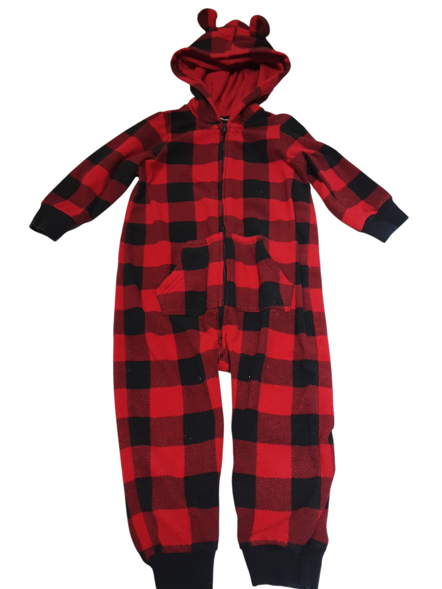 Plaid Deer 🦌 Fleece Hooded Romper size 18-24months