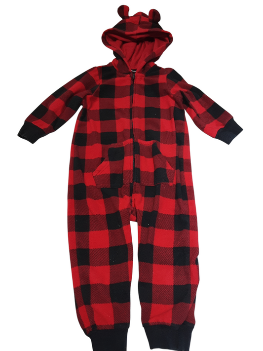 Plaid Deer 🦌 Fleece Hooded Romper size 18-24months