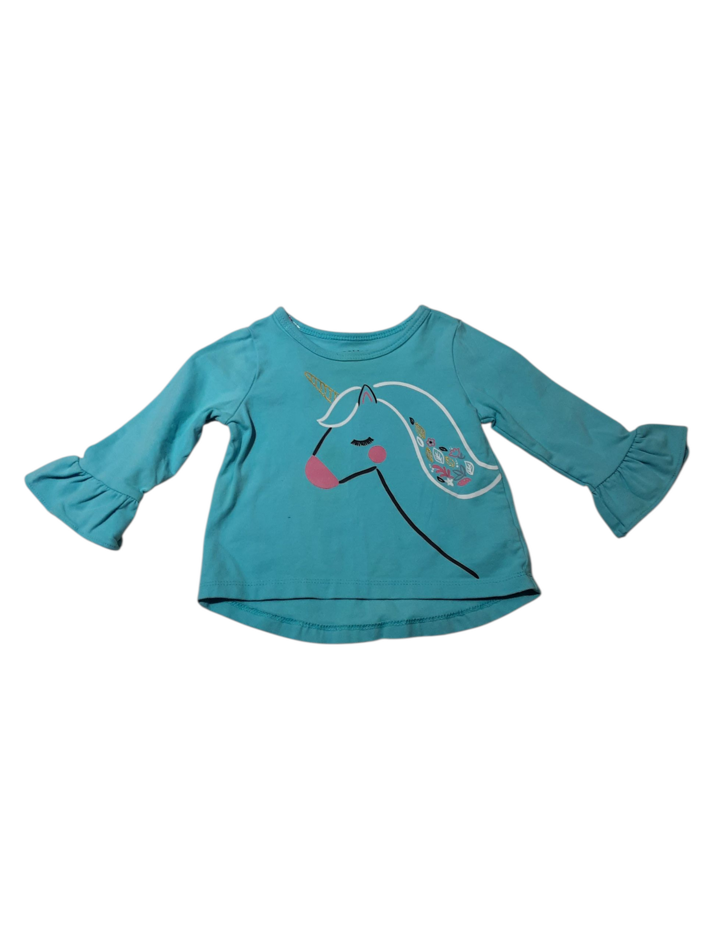 Blue Unicorn Long Sleeve, size 6m