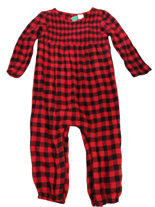 Red & Black Checkered Smocked Romper size 18-24months