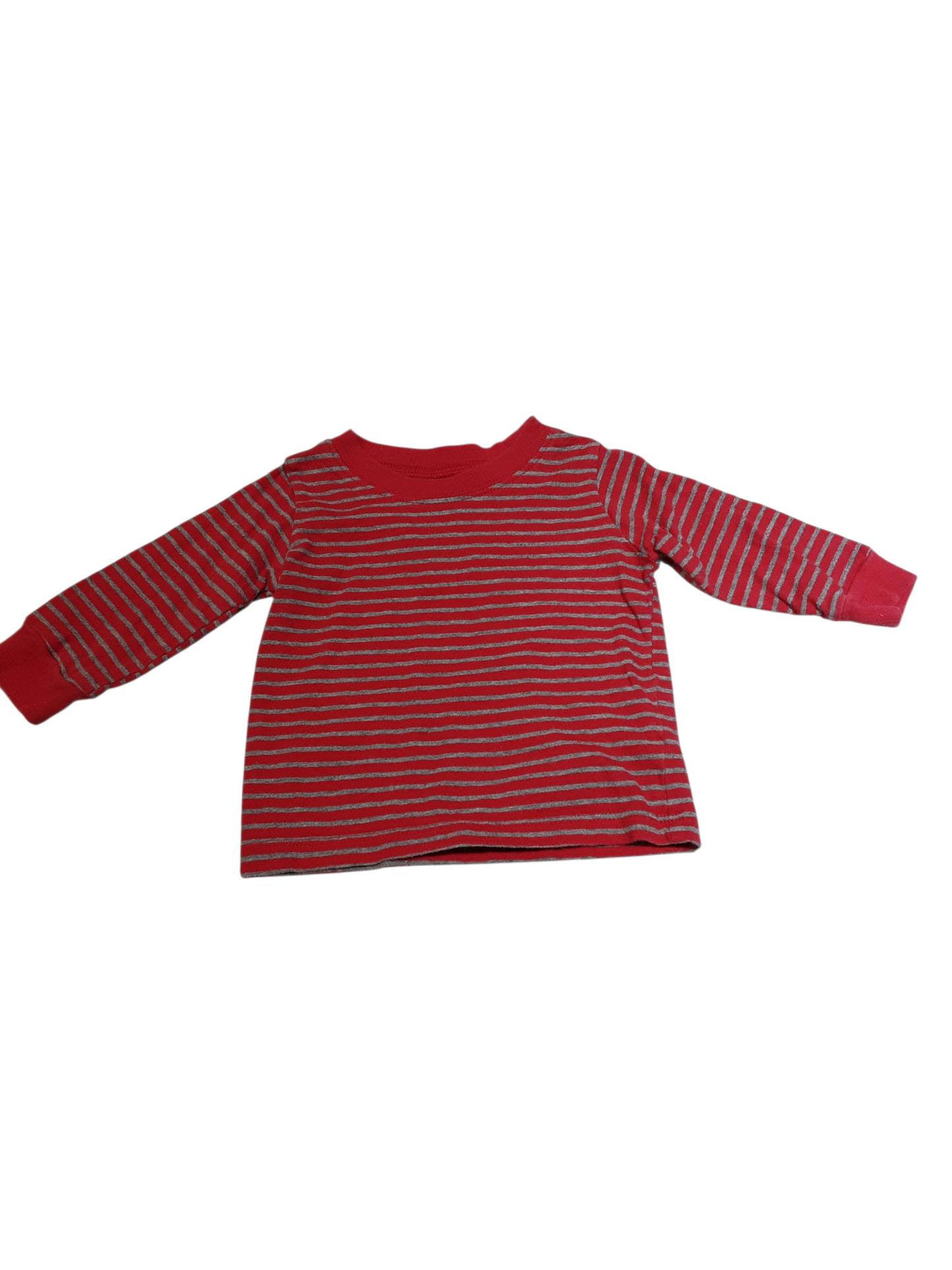 Red & Gray Striped Top size 9months
