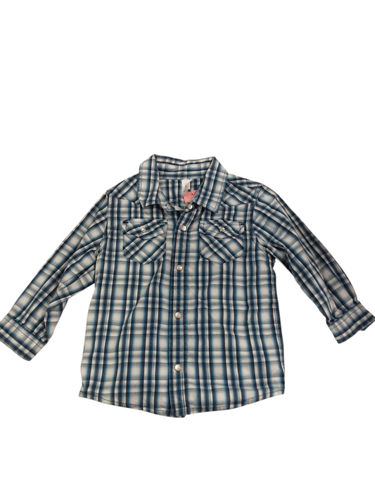 Blue plaid cotton shirt size 18-24months