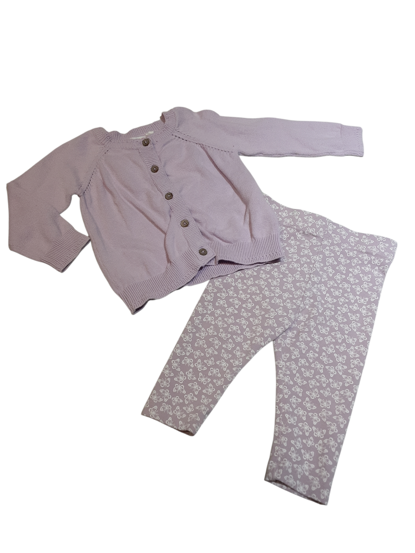 Lilac cardigan and leggings size 3-6months