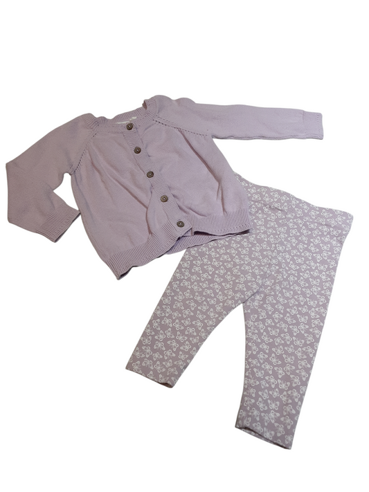 Lilac cardigan and leggings size 3-6months