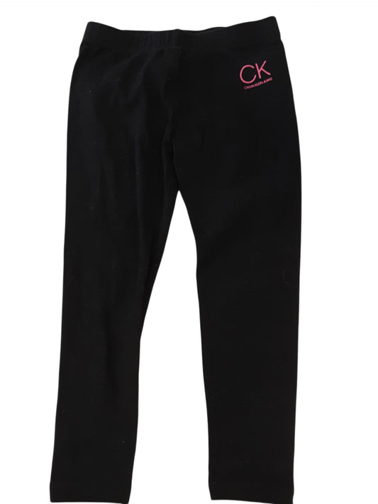 Black leggings with CK logo in hot pink size 4-5