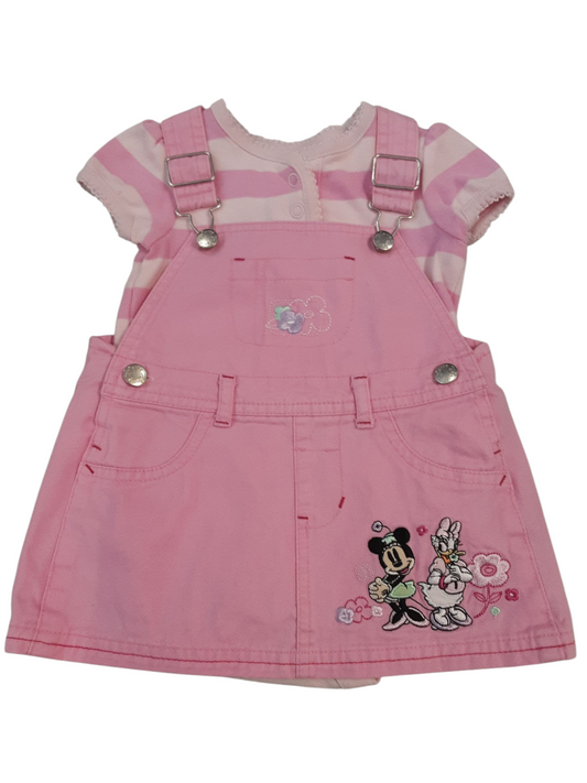 2 pc overall dress with onsie size 6-9months