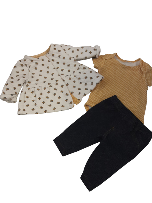 Quilted jacket with onsie & pants size 3months