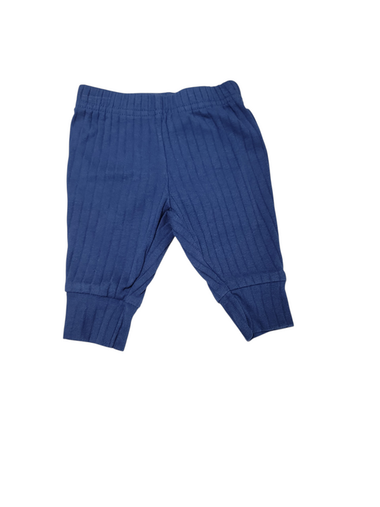 Blue ribbed pants 0-3m
