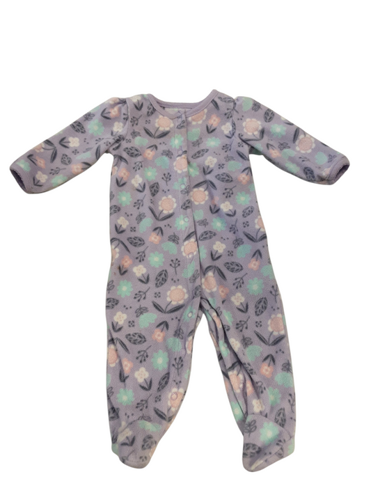 Lavender flower garden fleece sleeper size 3-6months
