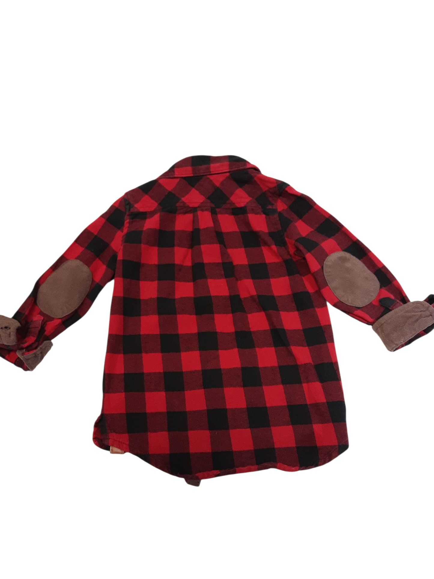 Plaid shirt with elbow patches and roll back cuffs size 4