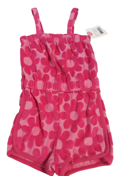 Pink flower Terry Romper size 2