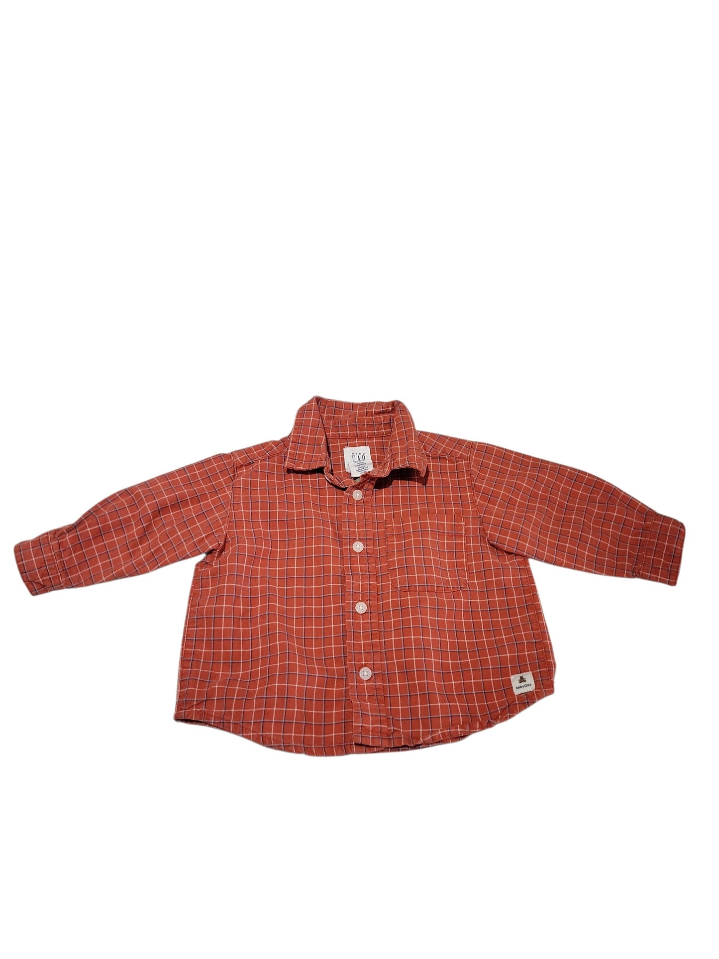 Orange flannel top 6-12m