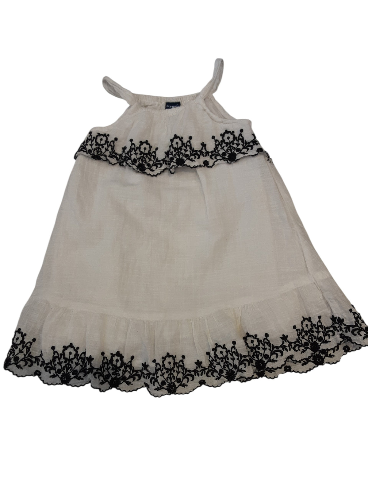 White linen dress with black embroidery size 3-6months