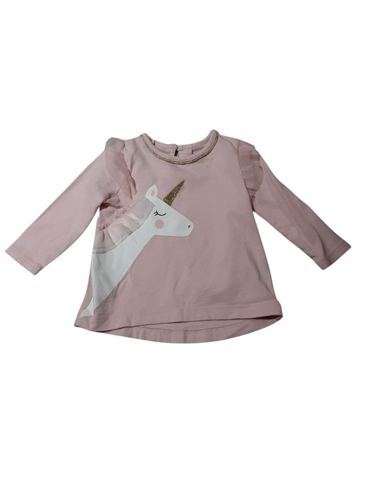 Pink Unicorn Long Sleeve, size 6m