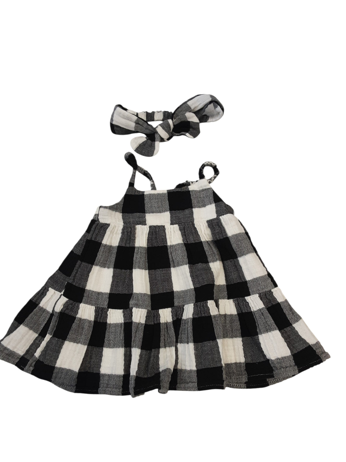 Black n white dress with headband size 3-6months