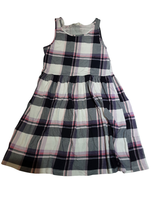 Pink, navy, and white,  large checkered dress size 6-8
