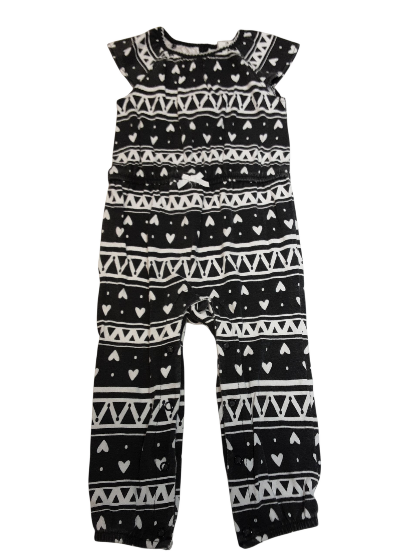 Charcoal grey print romper size 12-18months