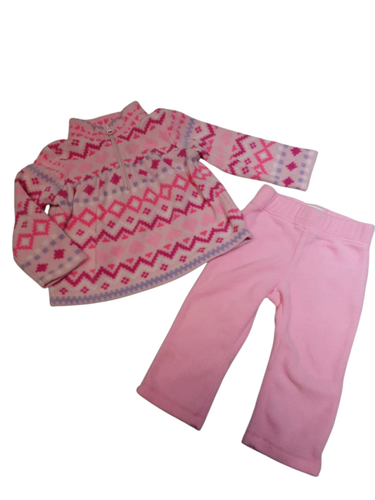 2 PC Pink Fleece Set size 12-18months