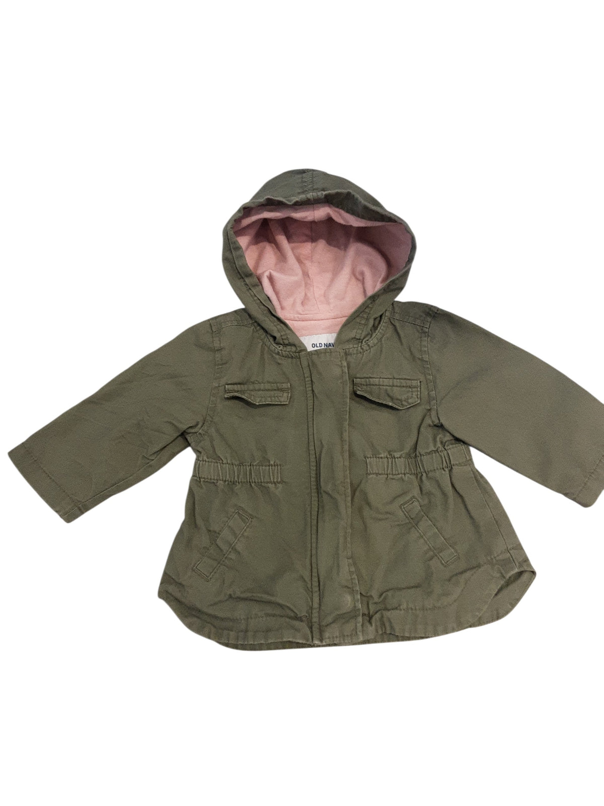 Pink lined Khaki jacket size 3-6months