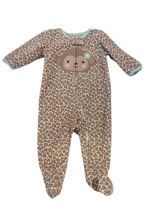 Heart animal print fleece sleeper size 3-6months