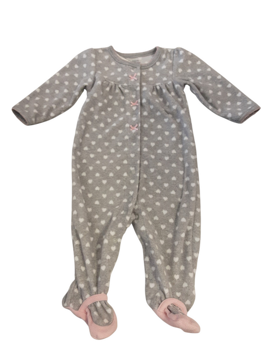 Gray with pink bows fleece sleeper size 3-6months