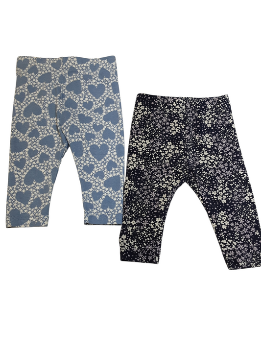 2 printed leggings size 3-6months
